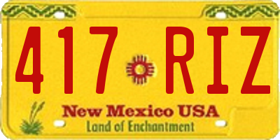 NM license plate 417RIZ