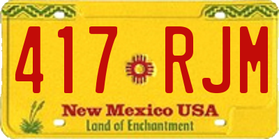 NM license plate 417RJM