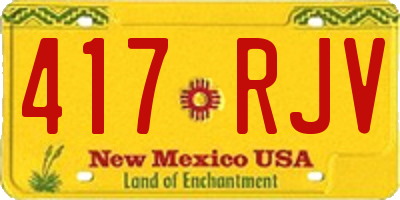 NM license plate 417RJV