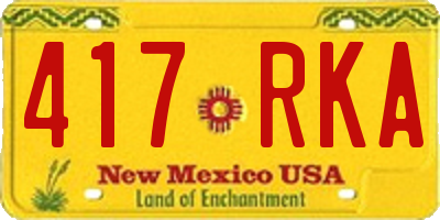 NM license plate 417RKA