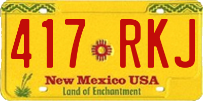 NM license plate 417RKJ