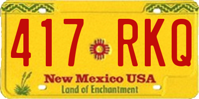 NM license plate 417RKQ