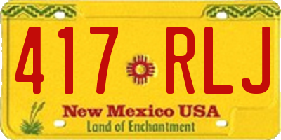 NM license plate 417RLJ