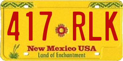 NM license plate 417RLK