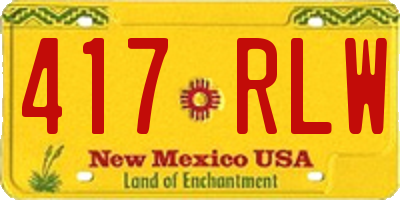 NM license plate 417RLW