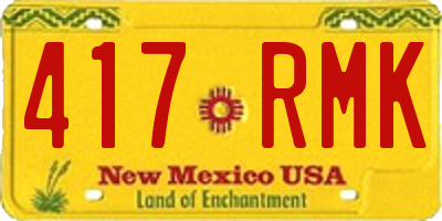 NM license plate 417RMK