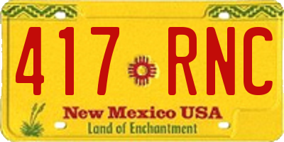 NM license plate 417RNC