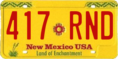 NM license plate 417RND