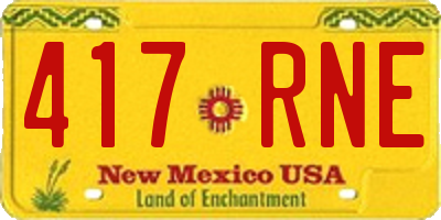 NM license plate 417RNE