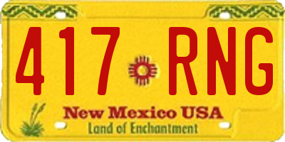 NM license plate 417RNG