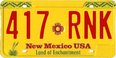 NM license plate 417RNK