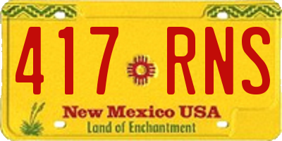 NM license plate 417RNS