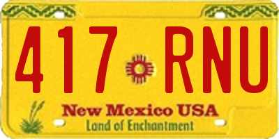 NM license plate 417RNU