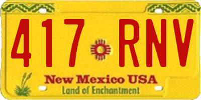 NM license plate 417RNV