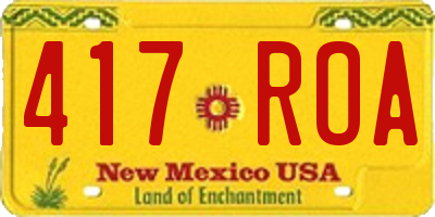 NM license plate 417ROA
