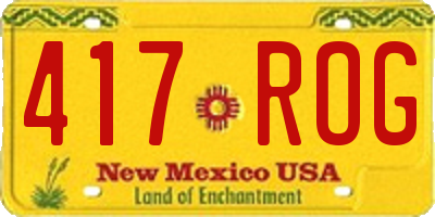 NM license plate 417ROG