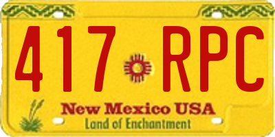 NM license plate 417RPC