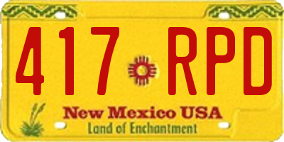 NM license plate 417RPD