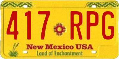 NM license plate 417RPG