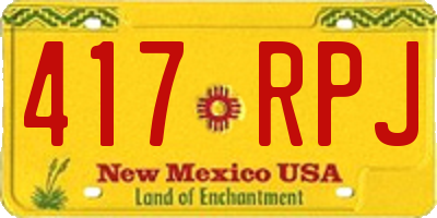 NM license plate 417RPJ