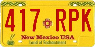 NM license plate 417RPK