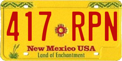 NM license plate 417RPN