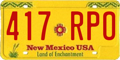 NM license plate 417RPO