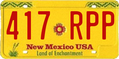NM license plate 417RPP