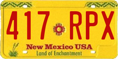 NM license plate 417RPX