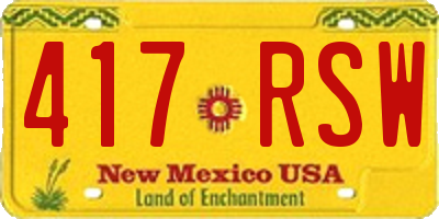 NM license plate 417RSW