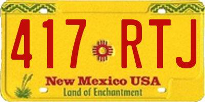 NM license plate 417RTJ