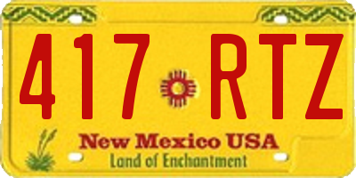 NM license plate 417RTZ