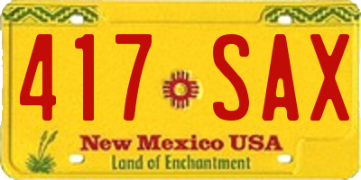 NM license plate 417SAX