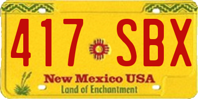 NM license plate 417SBX