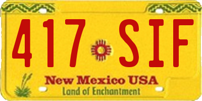 NM license plate 417SIF