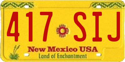 NM license plate 417SIJ