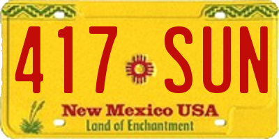 NM license plate 417SUN