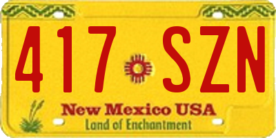 NM license plate 417SZN