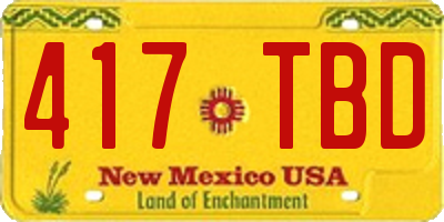 NM license plate 417TBD