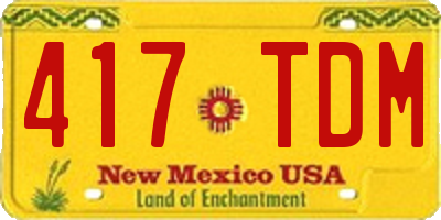 NM license plate 417TDM