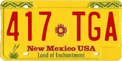 NM license plate 417TGA