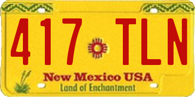 NM license plate 417TLN