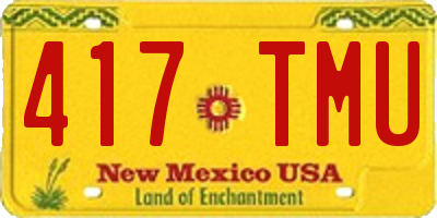 NM license plate 417TMU