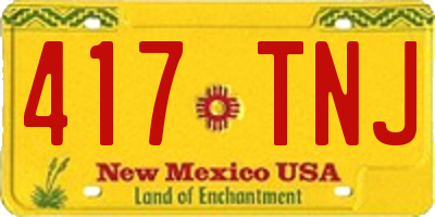 NM license plate 417TNJ