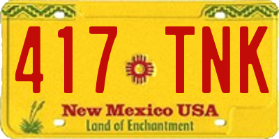 NM license plate 417TNK