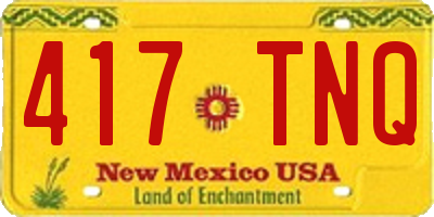 NM license plate 417TNQ