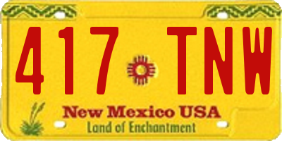 NM license plate 417TNW