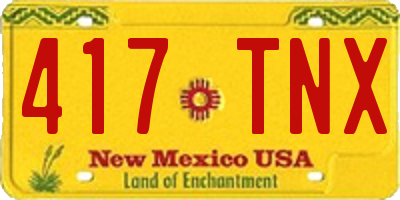 NM license plate 417TNX