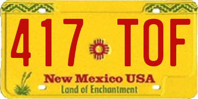 NM license plate 417TOF