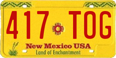 NM license plate 417TOG